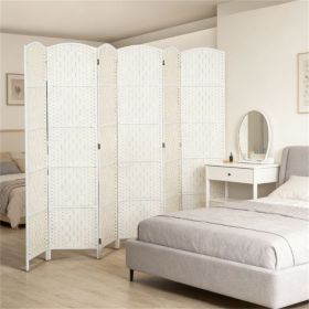 Room divider, 6 foldable privacy screens, white