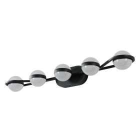 Modern Minimalist Bathroom Vanity Light, LED 5 Bulb Frosted Glass Shades, Wall Mounted decorative Lighting Fixture