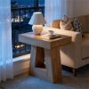 Tea table, modern side table with trapezoidal base, sofa table