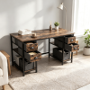48 Inch Computer Desk with Power Outlet Home Office Desk with 4 Fabric Drawers for Storage Workstation with CPU Holder