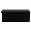 Linen Folding Storage Ottoman Bench 3 Inches with Padded Seat End of Bed Organizer Linen Upholstered Compact Seating