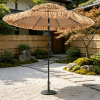 Solar Thatched Tiki Umbrella 9 FT with 96 Multi-Color Flowing Lights 12 Modes Outdoor Garden Party Decorative Patio Umbrella