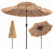 Solar Thatched Tiki Umbrella 9 FT with 96 Multi-Color Flowing Lights 12 Modes Outdoor Garden Party Decorative Patio Umbrella