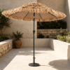 Solar Thatched Tiki Umbrella 9 FT with 96 Multi-Color Flowing Lights 12 Modes Outdoor Garden Party Decorative Patio Umbrella
