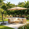 1 foot outdoor cantilevered terrace umbrella with base -360 ° rotation and tilt adjustment to enhance sun protection effect