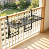 Set of 2 48-Inch Balcony Railing Tables with 5-Level Adjustable Height for Patio And Deck