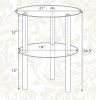 2-Tier round End Table Clear Tempered Glass Top Shelf Living Room Coffee Table Modern Minimalist Style Home Decor