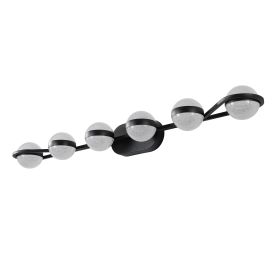 (Same as W1340P143680/LL2001-B-6) 43" Black Minimalist LED Bathroom Vanity Light with Crystal Sand Acrylic Shades