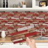 12 Pcs Retro Red Shaped Wood Grain SelfAdhesive Wallpaper PVC Waterproof Oil Proof Detachable Without Leaving Glue Country Style For Kitchen Bathroom
