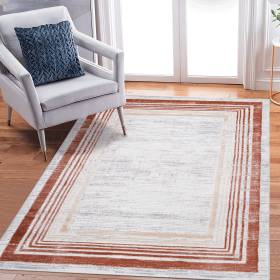 MARFI Collection 120*93 inch inch inch Brown / Ivory / Bordered Area Rug