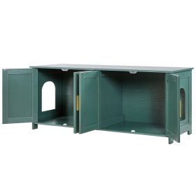 Cat Litter Box Enclosure for Multi Cats, 47.2 in Hidden Litter Box Cabinet with 4 Doors & 2 Entries, Indoor Cat Washroom