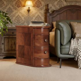 Wood Tall End Table, Narrow Side Table Nightstand with Drawers