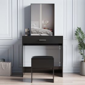 Vanity table set with sliding make up mirror & stool; modern dressing table with 1 drawer and sliding door hidden locker; Bedroom Furniture