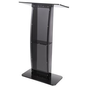 Acrylic Podium, 47" Acrylic Podium Stand with Wide Reading Surface & Storage Shelf, Floor-standing Clear Pulpits Acrylic for Church Office School