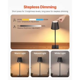 Cordless Table Lamp, 2-Pack, 5200mAh Built-in Rechargeable Battery Desk Lamp, 3 Color Stepless Dimming Up, 3000-6500K Color Temperature
