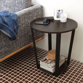 1PC 2-Tier Round End Table with Storage Shelf and Metal Frame