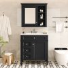 30'' Bathroom Vanity with Top Sink, Modern Bathroom Storage Cabinet with 2 Drawers and a Tip-out Drawer, Freestanding Vanity Set with Mirror Cabinet