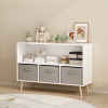 Kids bookcase with Collapsible Fabric Drawers, Children's Book Display, Toy Storage Cabinet Organizer, White/Gray