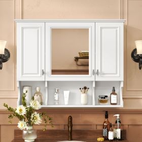 35'' x 28'' Wall Mounted Bathroom Medicine Cabinet, Modern Bathroom Wall Cabinet with Mirror, Mirror Cabinet with Open Shelves