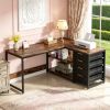 150 Cm Desk Reversible Corner Desk with Drawers And Shelves Home Office Computer Desk Workstation