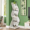 Modern 5-Tier Corner Bookcase Elegant White L-shaped Bookshelf for Living Room Bedroom Organizer Storage Rack