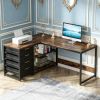150 Cm Desk Reversible Corner Desk with Drawers And Shelves Home Office Computer Desk Workstation