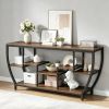 Industrial Console Table 70.9 Inch Entryway Sofa Table with Shelves for Hallway Living Room Rustic  Metal Wood Sofa Table