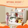 Wood Kid Storage Cubby, Toy Storage Organizer with Bookshelf, 5-Cubby Wood Toy Storage Cabinet, Children Book Toy Shelf for Kids Room, Playroom