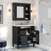 30'' Bathroom Vanity with Top Sink, Modern Bathroom Storage Cabinet with 2 Drawers and a Tip-out Drawer, Freestanding Vanity Set with Mirror Cabinet
