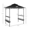 8' x 5' BBQ Grill Gazebo, 2-Tier Outdoor BBQ Gazebo with 2 Side Shelves, Storage Baskets, Ceiling Hook, Dark Gray