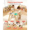 Sensory Table for Toddlers, Wooden Kids Activity Table and Art Easel with Reversible Double-Sided Board, Storage Bins