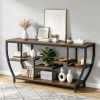 Industrial Console Table 70.9 Inch Entryway Sofa Table with Shelves for Hallway Living Room Rustic  Metal Wood Sofa Table