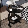 C Shaped End Table, 2 Tier Round Sofa Side Table with Storage Shelf, Small Space Saving Bedside Nightstand for Living Room, Bedroom and Couch