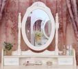 Modern Concise 4-Drawer 360-Degree Rotation Removable Mirror Dresser White =32759839