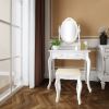 Modern Concise 4-Drawer 360-Degree Rotation Removable Mirror Dresser White =32759839