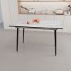 47" expandable to 63" inch MDF square white marble patterned dining table, modern industrial kitchen and dining table