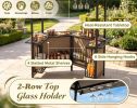 BBQ Gazebo Canopy with 4 Slatted Metal Shelves Outdoor Kitchen Island with 6 Hanging Hooks And 2-Row Glass Holders for Patio