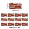 12 Pcs Retro Red Shaped Wood Grain SelfAdhesive Wallpaper PVC Waterproof Oil Proof Detachable Without Leaving Glue Country Style For Kitchen Bathroom