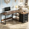 150 Cm Desk Reversible Corner Desk with Drawers And Shelves Home Office Computer Desk Workstation