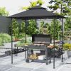 8' x 5' BBQ Grill Gazebo, 2-Tier Outdoor BBQ Gazebo with 2 Side Shelves, Storage Baskets, Ceiling Hook, Dark Gray