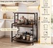 3-Tier Rolling Microwave Cart Kitchen Storage Organizer with Power Outlet Lockable Wheels And 10 Hooks for Kitchen