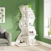 Modern 5-Tier Corner Bookcase Elegant White L-shaped Bookshelf for Living Room Bedroom Organizer Storage Rack