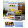 Mud Kitchen, Outdoor Mud Kitchen for Kids, Wood Outdoor Play Kitchens with Planting Box, Critter Catcher Container, Tank, Sink