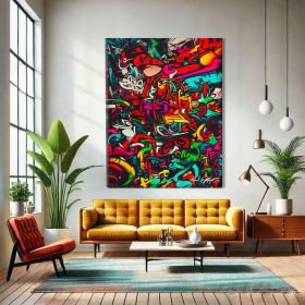 Painting Graffiti Art Canvas Original Hand Painted Oil Painting Graffiti Wall Art Canvas Urban Wall Art Framed Over The Bed Wall Decor (Style: 01, size: 50x70cm)