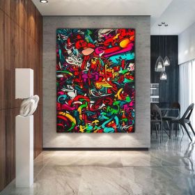 Painting Graffiti Art Canvas Original Hand Painted Oil Painting Graffiti Wall Art Canvas Urban Wall Art Framed Over The Bed Wall Decor (Style: 01, size: 60x90cm)