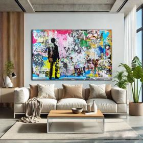 Frame TV Art Graffiti Street Art  Banksy  Mr Brainwash  Urban Street Art For TV  Urban Art  Frame TV Art  Banksy Hand Painted Oil Painting  Spray (Style: 01, size: 120x160cm)