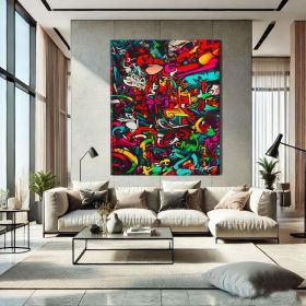Painting Graffiti Art Canvas Original Hand Painted Oil Painting Graffiti Wall Art Canvas Urban Wall Art Framed Over The Bed Wall Decor (Style: 01, size: 140x210cm)