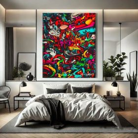Painting Graffiti Art Canvas Original Hand Painted Oil Painting Graffiti Wall Art Canvas Urban Wall Art Framed Over The Bed Wall Decor (Style: 01, size: 70x100cm)