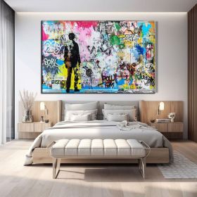 Frame TV Art Graffiti Street Art  Banksy  Mr Brainwash  Urban Street Art For TV  Urban Art  Frame TV Art  Banksy Hand Painted Oil Painting  Spray (Style: 01, size: 70x100cm)