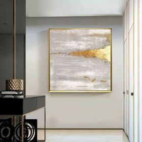 Gold Wall Decor Gold and White Wall Art Gold Leaf Painting Boho Wall Decor Gold Abstract Wall Art (Style: 01, size: 120x120cm)